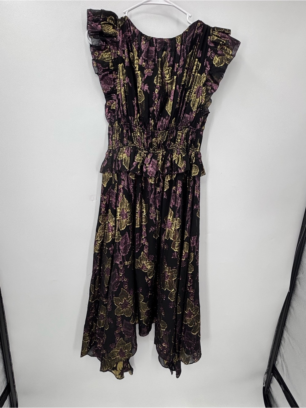 Ulla Johnson Nerissa Dress
Black Floral High-Low Ruffle Midi Dress - Picture 5 of 13